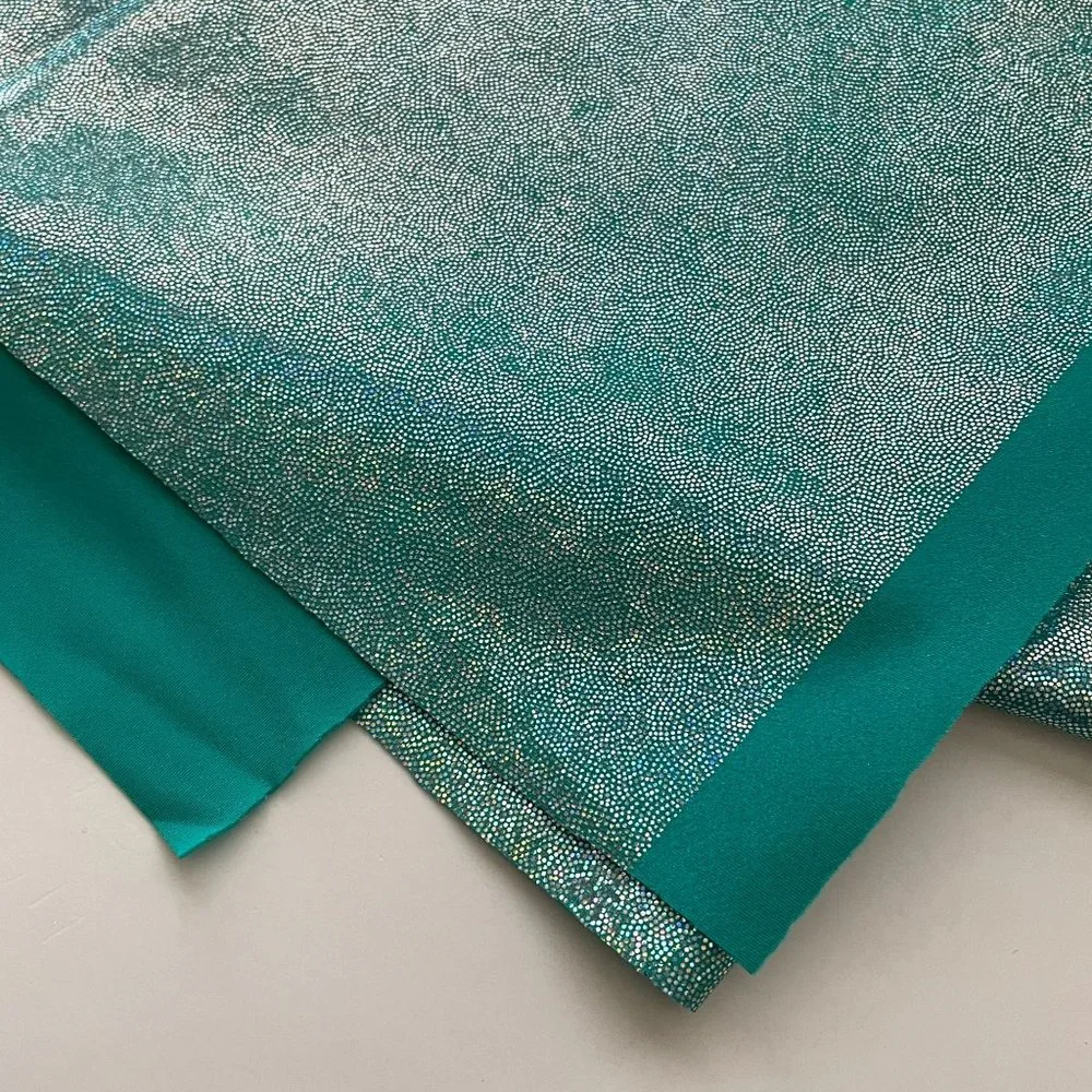 Spandex Fabric Stretch Emerald Blue Dance Skate Gymnastics Pageant Cheer Twirl - Picture 3 of 6